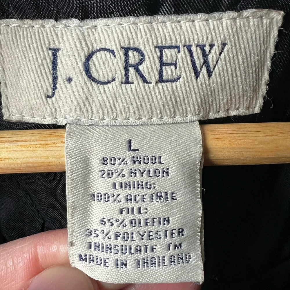 J CREW Quilted Wool‎ University Jacket Thinsulate Academia Classic Minimalist L